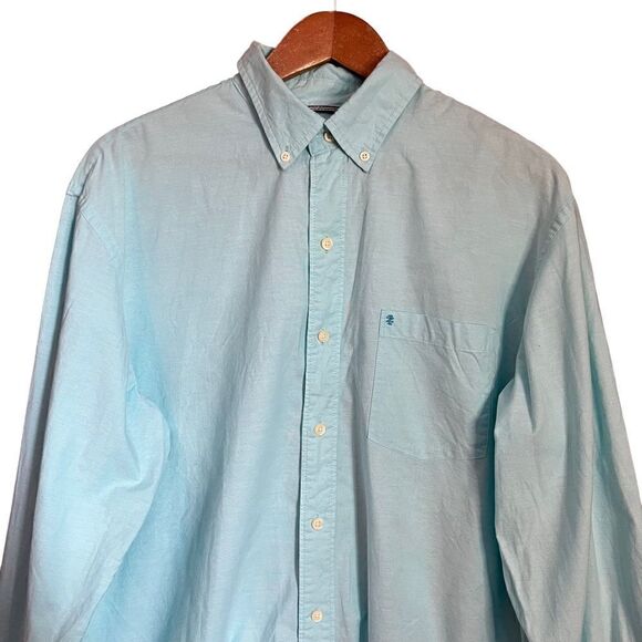 Izod saltwater light blue button down shirt. - Picture 3 of 11